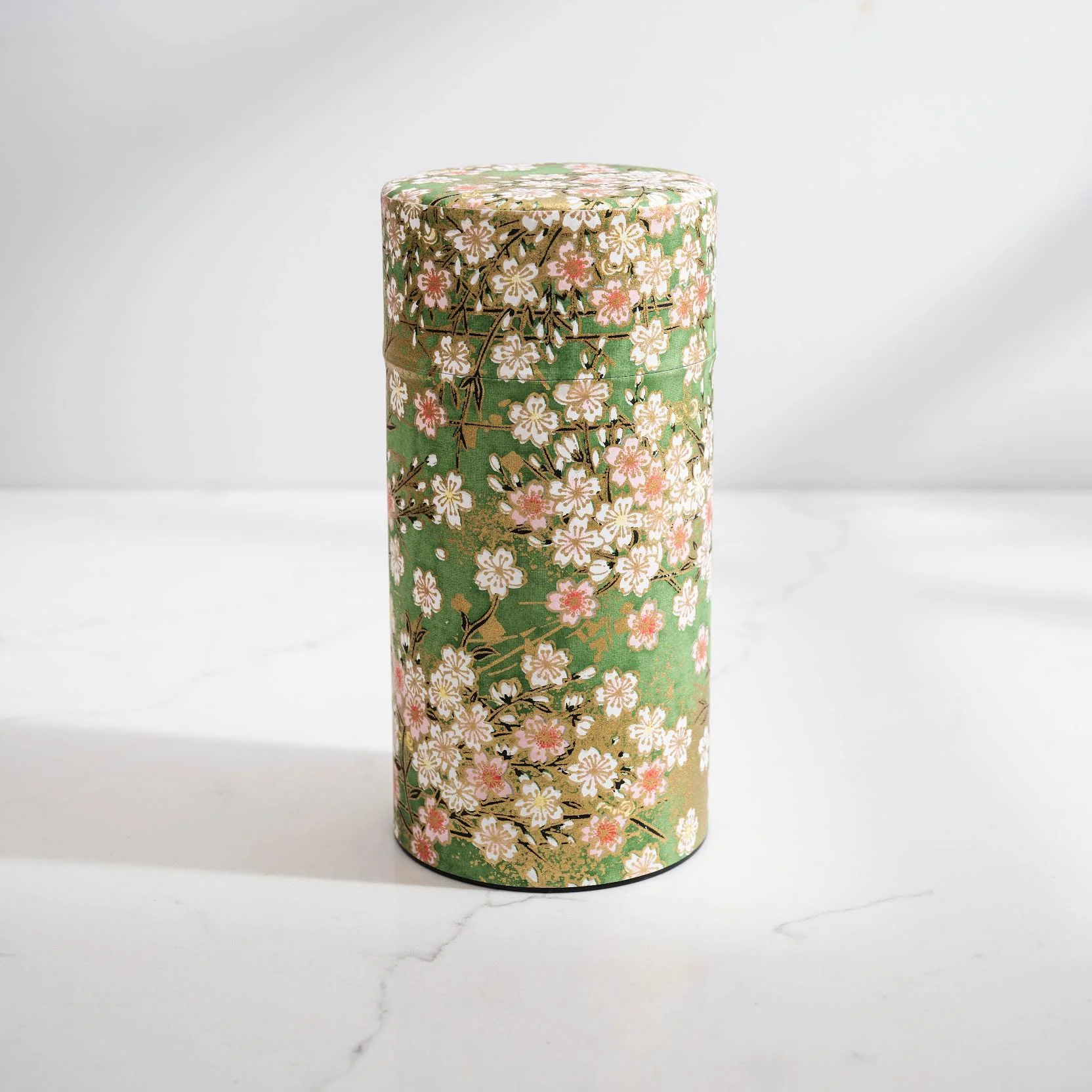 Japanese Tea Tin — Green & Pink Floral - Image 2