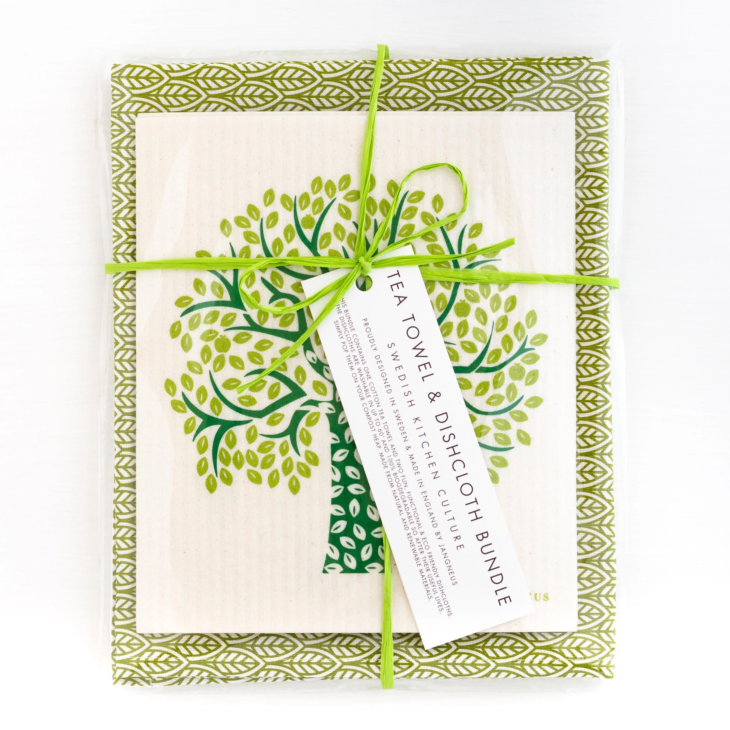 Swedish Dishcloths & Tea Towel Set – Green Trees - Image 3